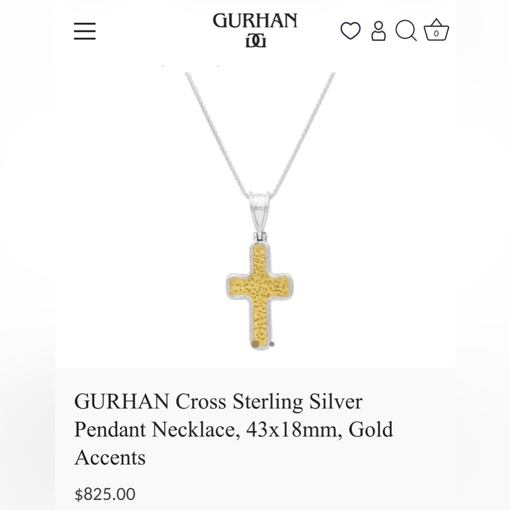 Gurhan Two Tone Medium Cross Pendant